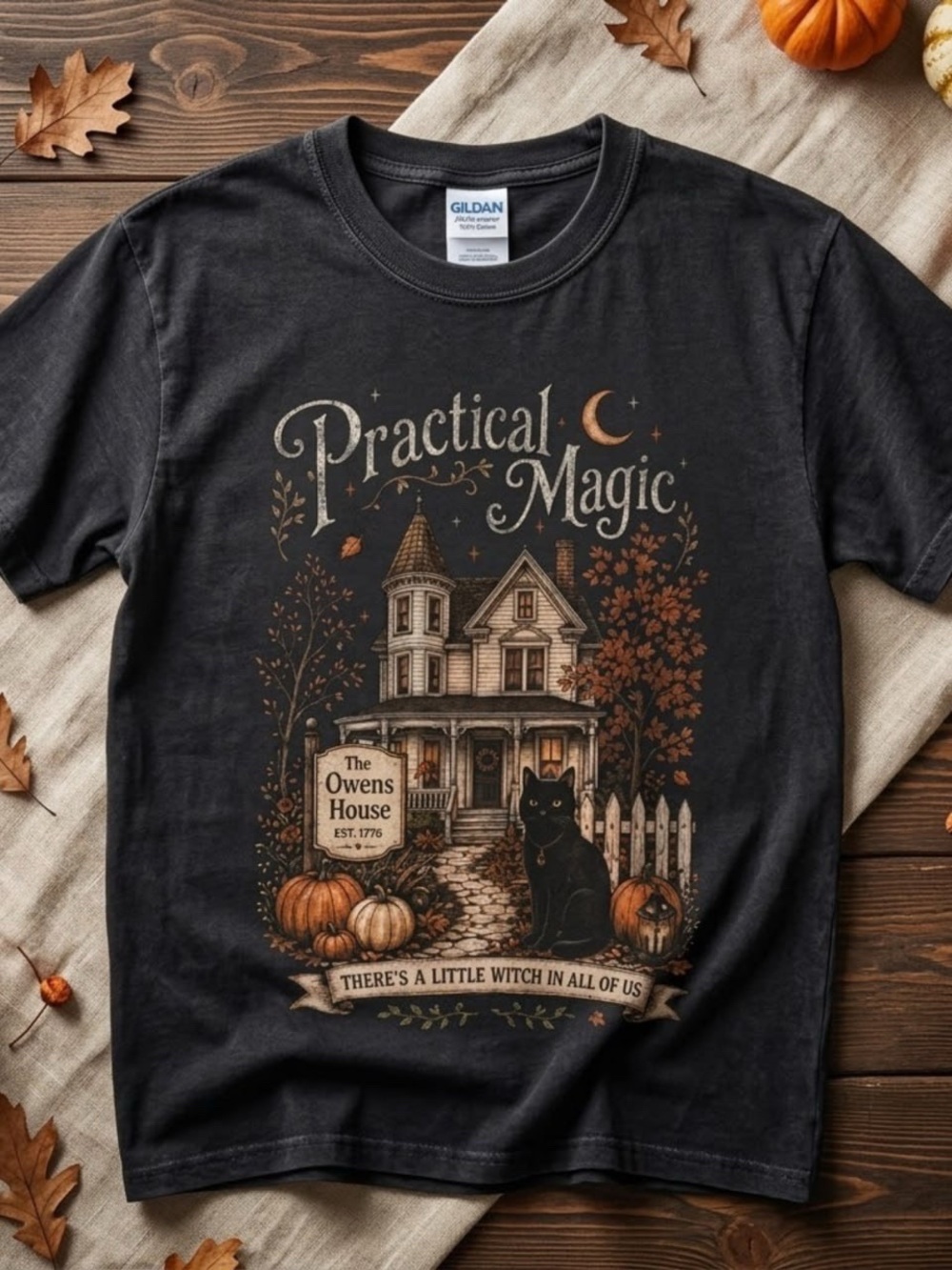 Gildan Practical Magic Black Halloween Graphic Tee